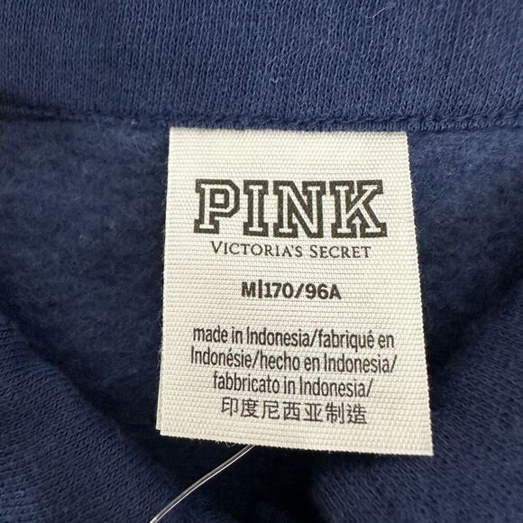 PINK Everyday Fleece Navy Polo Sweatshirt size Medium NEW - Picture 9 of 13
